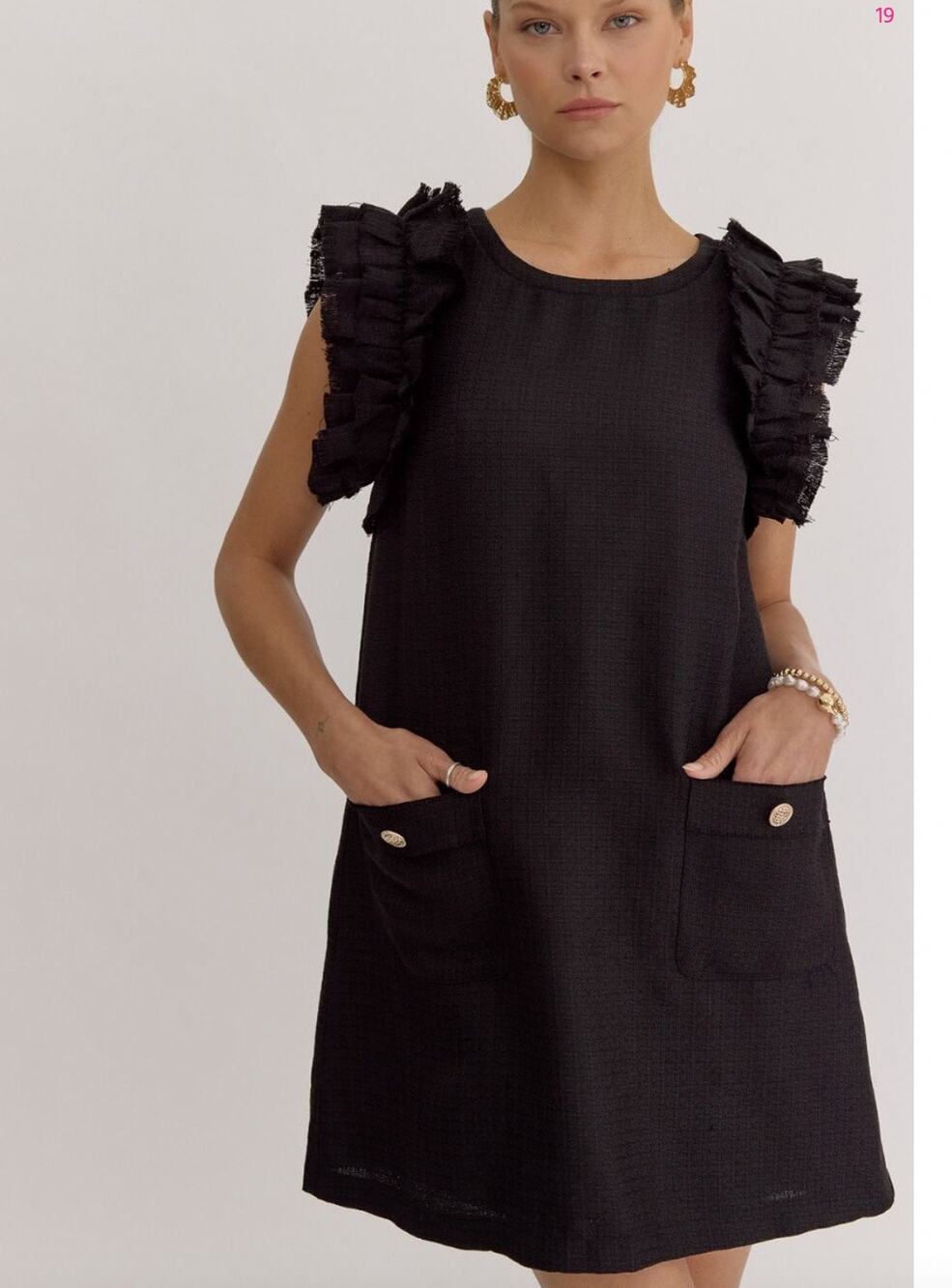 Entro black tweed pocket dress medium